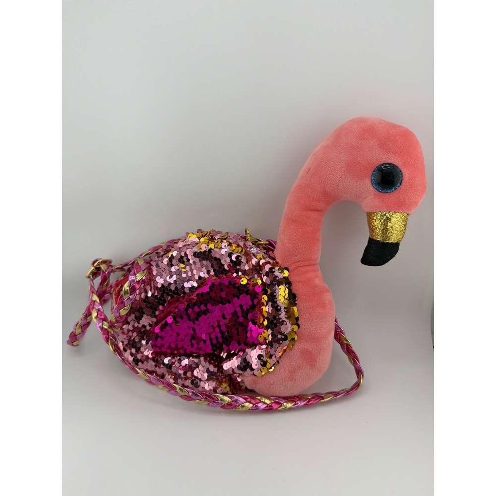 Ty‎ Gilda Flamingo Sequin Purse Pink One Size Y2K Kidcore Festival Vibe